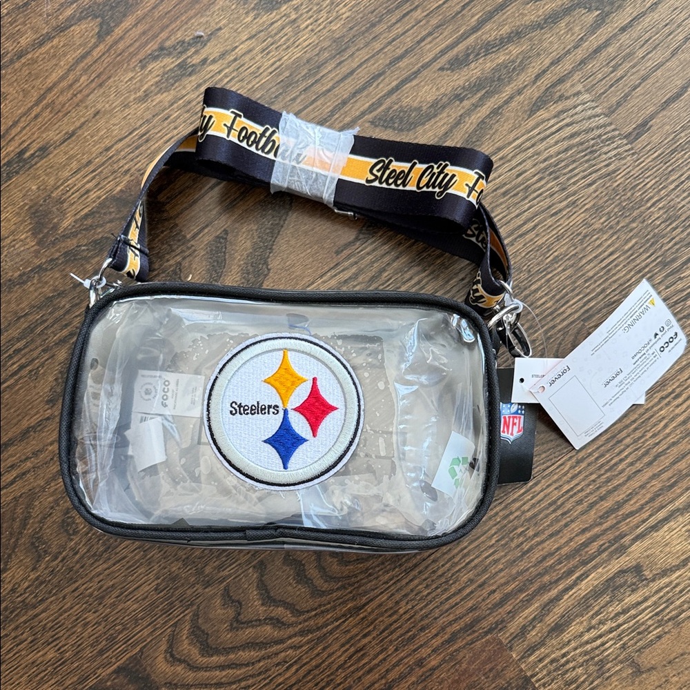 NFL Steelers Clear Crossbody Bag with Black Trim